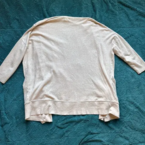 Pact Airplane Wrap Open Front Cardigan M/L Organic Cotton Relaxed Lounge Travel Tan Size undefined