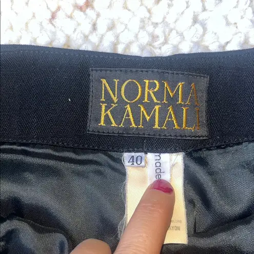 Norma Kamali Vintage Wool High Waist Seamed Tapered Trouser Pant Black Plaid 40