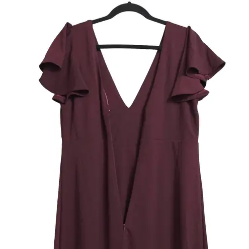 Birdy Grey Hannah Empire A Line Dress XXL Cabernet Red Solid Lined Maxi New