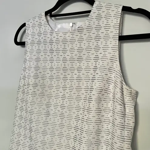 Theory White Gray Sleeveless Shift Dress Work Business West