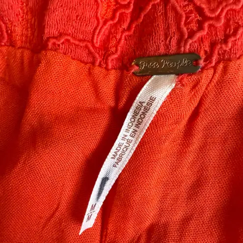 Free People  Women’s Wild Laces Red Flare Crop Lace Pant Size Medium Pull On