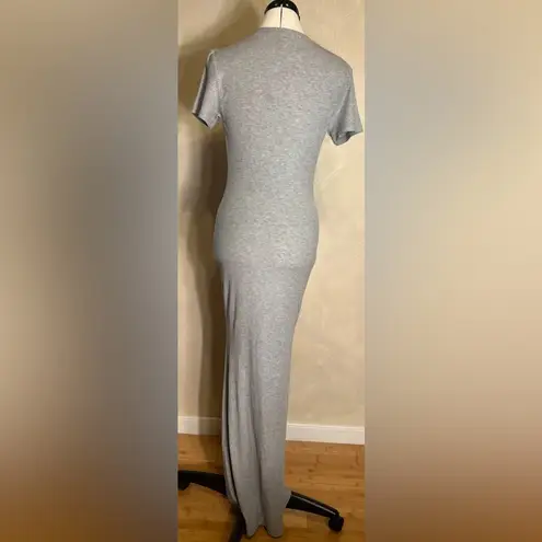 Reoria Classic Allure Lounge Casual Basic Ribbed Grey Mermaid Maxi Dress|Sz:XL Gray
