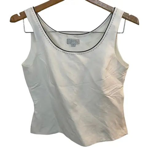 Tahari White Blazer Jacket With White Sleeveless Top Linen Women Size 4