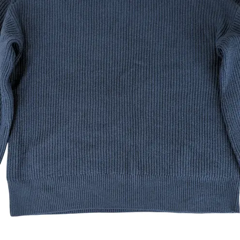 Talbots  Ribbed‎ Knit Turtleneck Sweater Women's Large Cotton Merino Wool Blue - Image 6