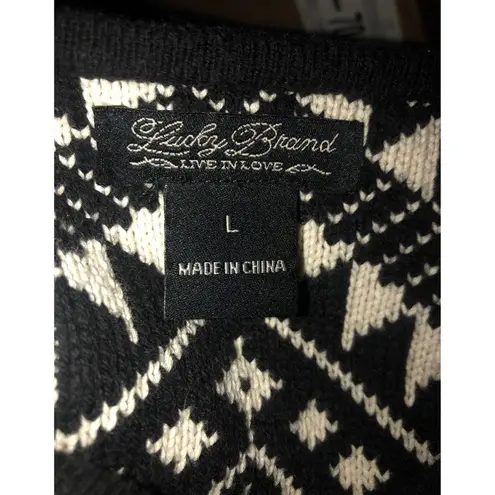 Lucky Brand  Moto Aztec jacket / sweater black & white size large