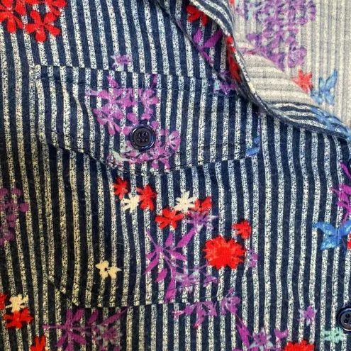 French Laundry Women’s Button Down Blouse Roll Tab Long Sleeves Floral EUC Sz M