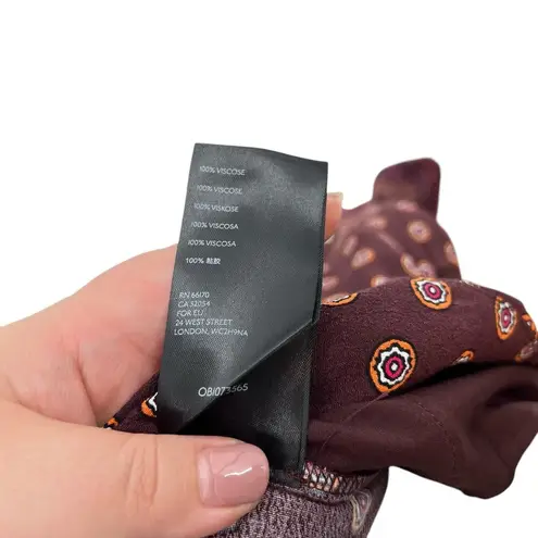 Anthropologie  Marsden Wide-Leg Pants Trouser Dot Print Maroon Orange Size US‎ 8