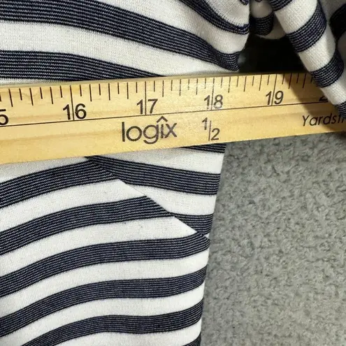 Eliza J Sheath Dress Womens 8 Black White Striped Lace Zipper Accent Preppy Twee