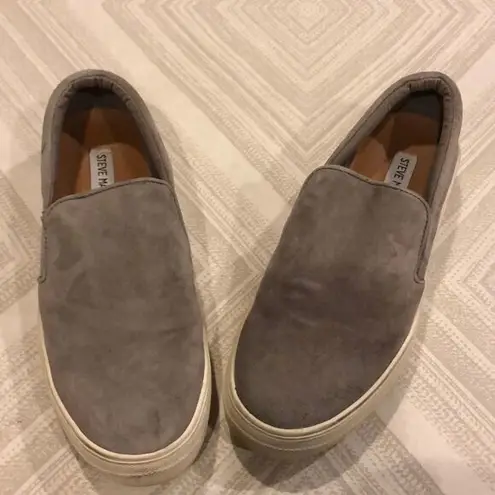 Steve Madden  Suede Sand Colored Slip On Sneakers