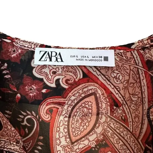 ZARA  Floral Paisley Print Ruffled bodysuit Size Large