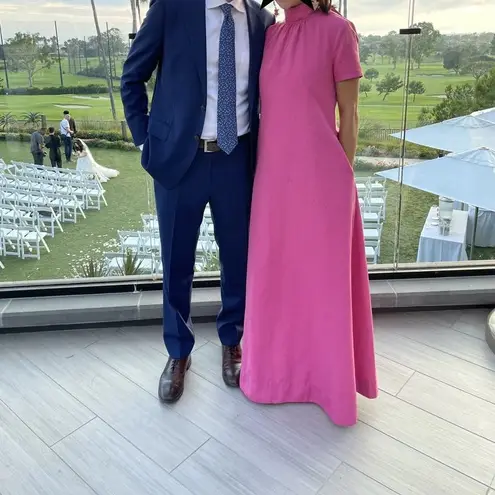 STAUD Ilana Open Back Bow Maxi Dress in Lollipop Pink XS