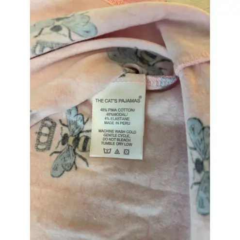 The Cats Pajamas Womens Queen Bee Short Sleeve Capri Set Pink Pima Cotton Small - Image 10