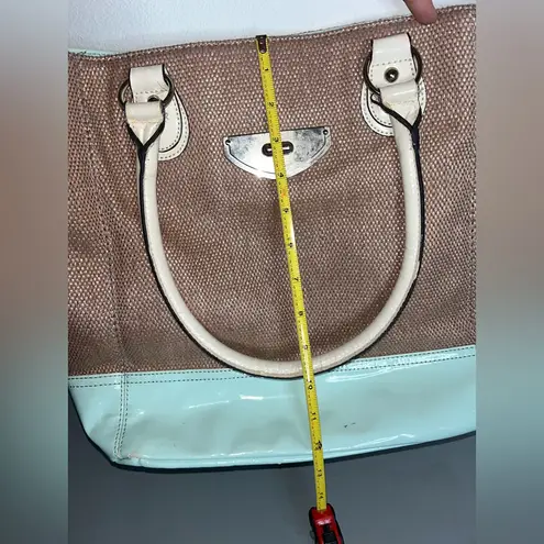 Apt. 9 Kohl's Janet Style Woven Basket Weave Rattan Coral Teal Shoulder Tote Bag