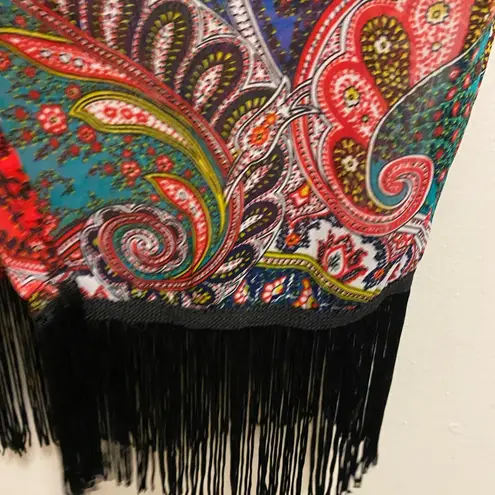 See You Monday Womens Sheer Cardigan XS Fringe Bottom Paisley Boho Multicolor