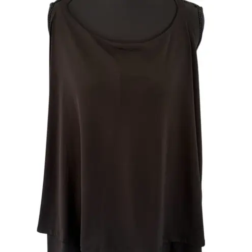 Ashley Stewart Dressy Top Women’s Size 22/24 Black Tank With Gold Accents NWT