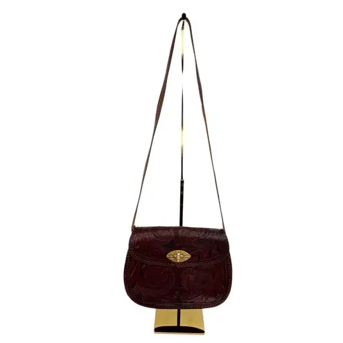 *Vintage Western Tooled Leather Purse & Wallet Brown Shoulder Bag Ranch Cowgirl