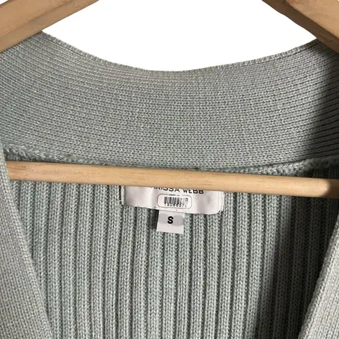 Marissa Webb Mint Green Blue Wool Ribbed Knit Cardigan Wrap Sweater Size Small
