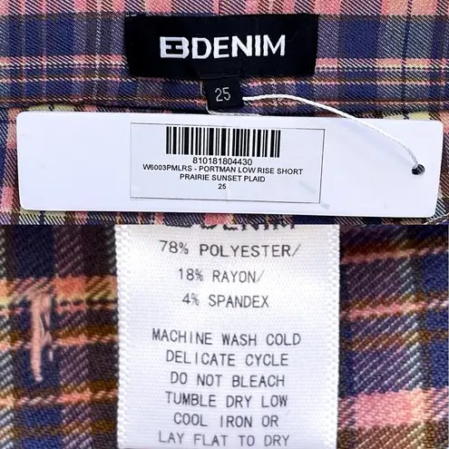 EB Denim Portman Shorts Plaid Low Rise Prairie Sunset Size 25 NWT Yellow