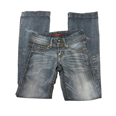 Domaine Jeans 2 Button Waist Wide Legs Faux Front Pockets Size 1 Blue - Image 2