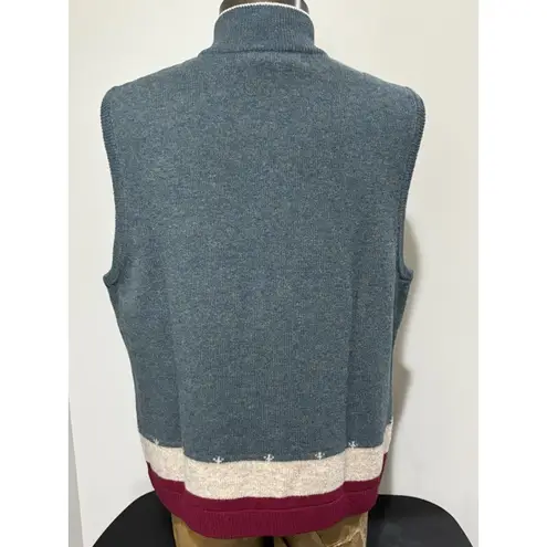 Woolrich Sweater Vest Womens L Blue Lambswool Full Zip Grazing Sheep Cottagecore