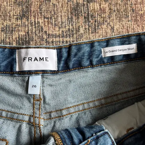 Frame Le Grand Garcon Short Distressed Cutoff Denim Jean Shorts Size 26