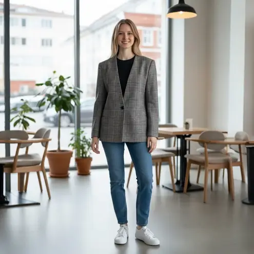 Barclay Square Women's Sz 10 Plaid Flecked Wool Silk Blazer Jacket Career Office Gray