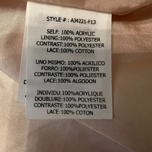 A’REVE Victorian cream button front peplum lace & ribbon pea coat Size Large Brown