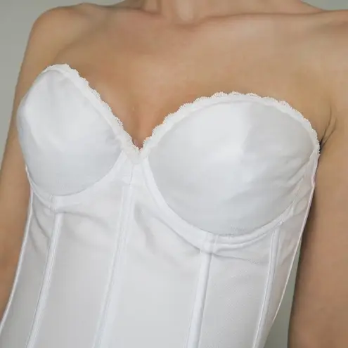 Vintage Empire Intimates White Satin Long Line Bustier Corset Bra Top Size undefined