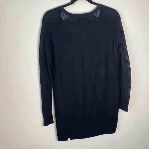 Betabrand No Sweat Rayon & Performance Cashmere V Neck Sweater Black Size S