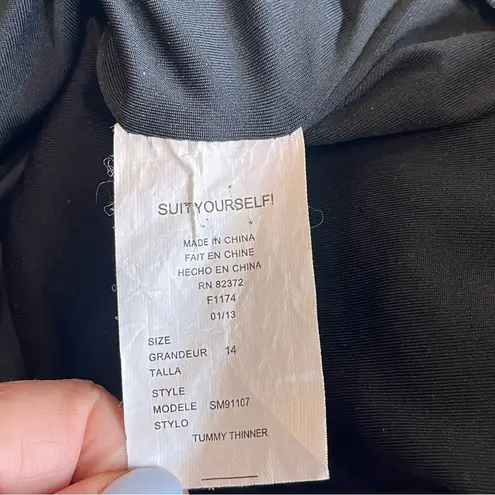 Tiered Swimsuit One Piece Fauxkini Watercolor Tummy Thinner 14 Blue