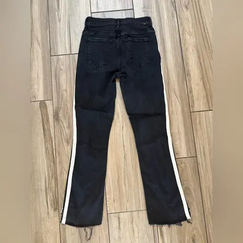 MOTHER Insider Crop Step Fray Jeans in Guilty Racer Black Sz 24
