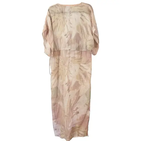 Calypso St. Barth Marbled Tie Dye Linen Maxi Kimono Cover Up Dress Side Slit XS