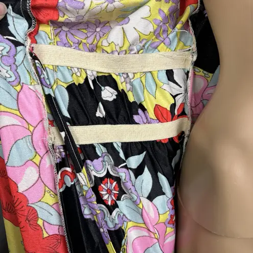 Vintage Styled by Tyrone Kaftan Dress Medium ILGWU Union Made 100% Nylon Floral