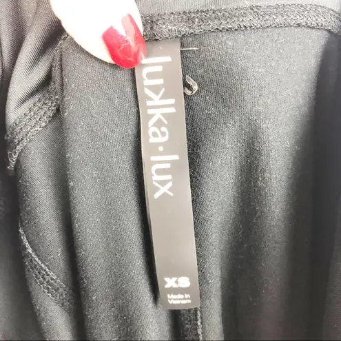 Lukka Lux Faux Leather detail Activewear Athletic Black Leggings Size XS