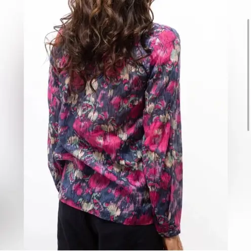 Isabel Marant Etoile Maria Brushstrokes Blouse Abstract Floral Print Cotton Top