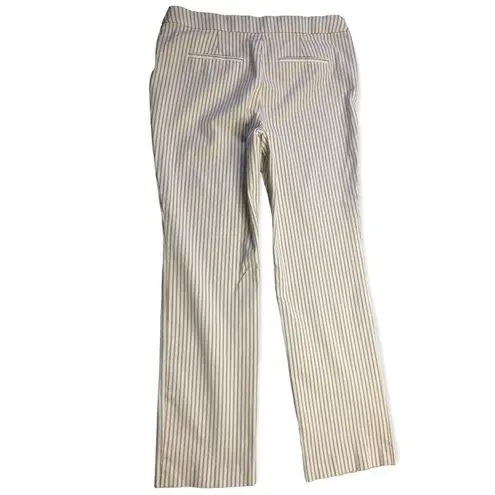 Chico's  Tan White Striped Straight Leg Crop Trousers