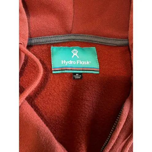Hydro Flask Womens Burnt Orange Zip Up Hooded Jacket Size Medium Relaxed Fit