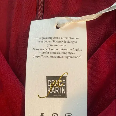 Grace Karin Dark Red Sleeveless V Neck Dress S NWT