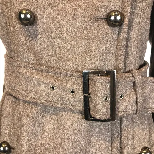 Tahari  Wool double breasted high neck Belted Coat in brown size 8