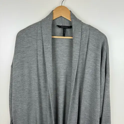 BCBGMAXAZRIA  Womens 100% Merino Wool Longline Cardigan in Grey Sz M | Soft Comfy