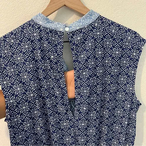 Cabana Life West Indies Fringe Romper Blue White Geometric Printed Jumpsuit L Size L