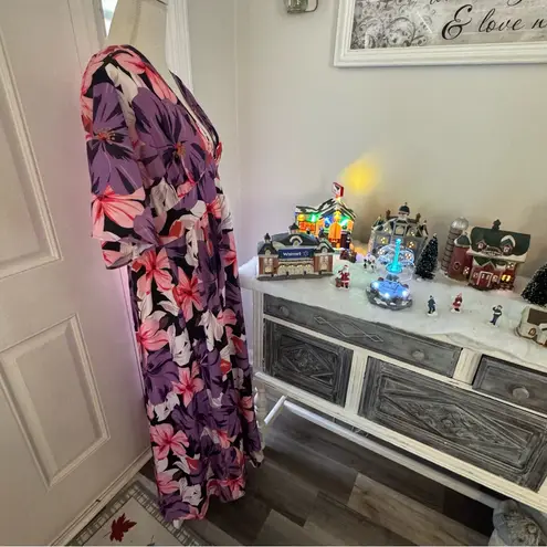 Women’s boutique floral boho split thigh maxi dress size XL Pink