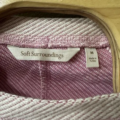 Soft Surroundings Size Medium Pink Stripe 3/4 Sleeve Sweatshirt Tunic Pullover