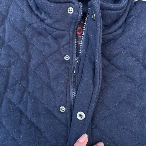 Yoki New York Navy Blue Quilted Hoodie Vest Jacket