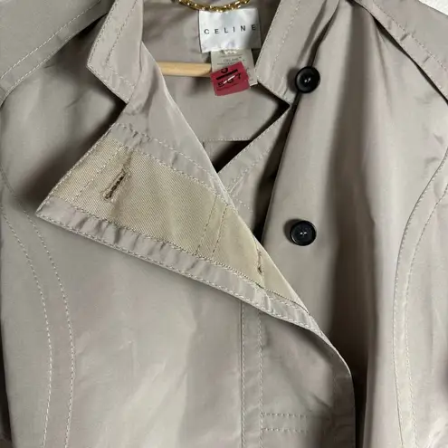 CELINE Beige Silk Stitched Belted Trench Coat Women’s Size M