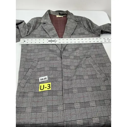 MELLODAY Womans Open Front Knee Length Light Weight Coat Medium Plaid