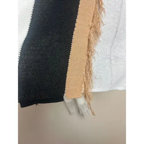 PierAntonioGaspari White Black Tan Open Fringe Cardigan Italy O/S White Size M