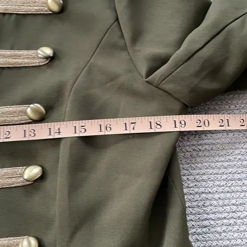 NY & Company Olive Green Band Jacket Blazer With Gold Cording Brass Button Sz M Size M