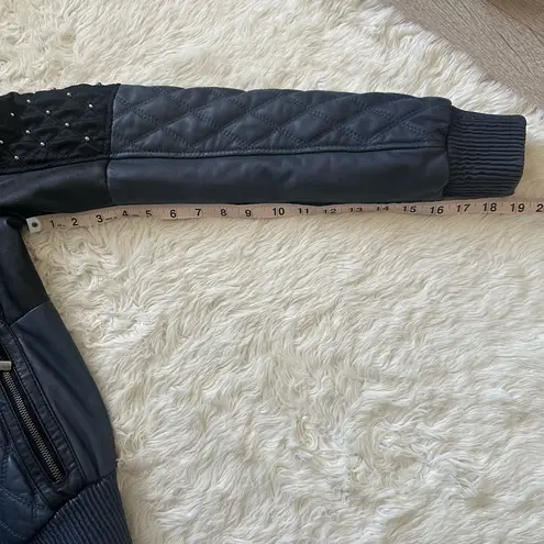 Just Cavalli Roberto Cavalli Leather Jacket Quilted Studded Zip Up IT 40 / US 4