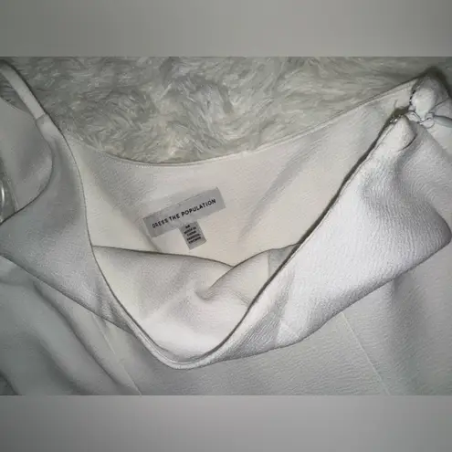 Dress the Population NWOT AMY crepe one shoulder maxi slit white gown sz M